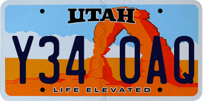 UT license plate Y340AQ