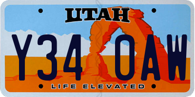 UT license plate Y340AW