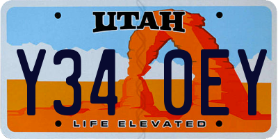 UT license plate Y340EY