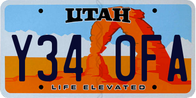 UT license plate Y340FA