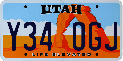 UT license plate Y340GJ