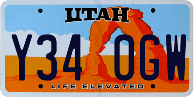 UT license plate Y340GW