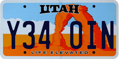 UT license plate Y340IN