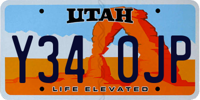 UT license plate Y340JP