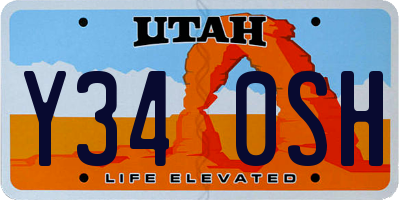 UT license plate Y340SH