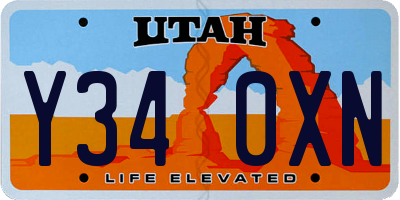 UT license plate Y340XN