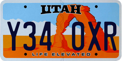 UT license plate Y340XR