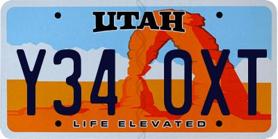 UT license plate Y340XT