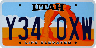 UT license plate Y340XW