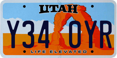 UT license plate Y340YR