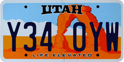 UT license plate Y340YW