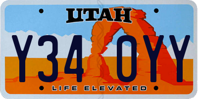 UT license plate Y340YY