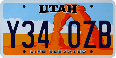 UT license plate Y340ZB