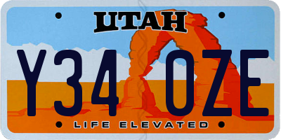 UT license plate Y340ZE