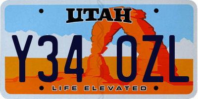 UT license plate Y340ZL