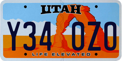 UT license plate Y340ZO