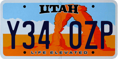UT license plate Y340ZP