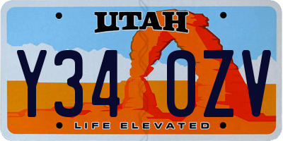 UT license plate Y340ZV