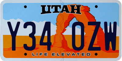 UT license plate Y340ZW