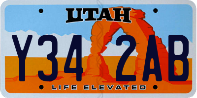 UT license plate Y342AB