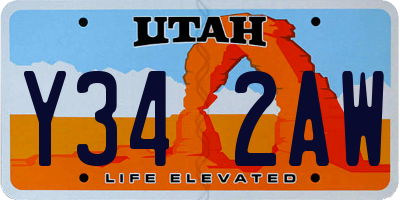 UT license plate Y342AW
