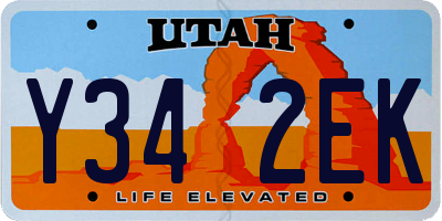 UT license plate Y342EK