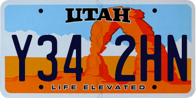 UT license plate Y342HN