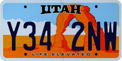 UT license plate Y342NW