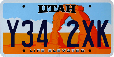 UT license plate Y342XK