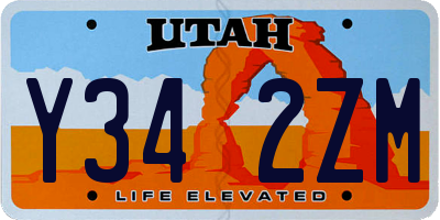 UT license plate Y342ZM