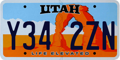 UT license plate Y342ZN