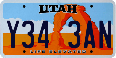 UT license plate Y343AN