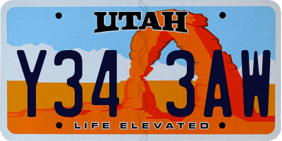UT license plate Y343AW