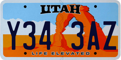 UT license plate Y343AZ