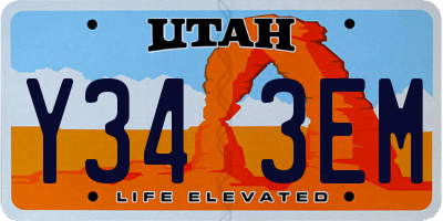 UT license plate Y343EM
