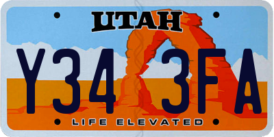 UT license plate Y343FA
