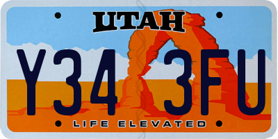 UT license plate Y343FU