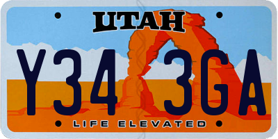 UT license plate Y343GA