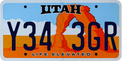 UT license plate Y343GR