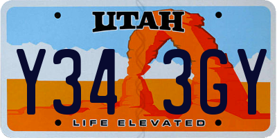 UT license plate Y343GY