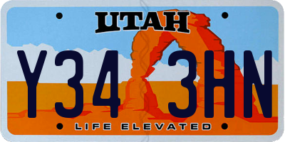 UT license plate Y343HN