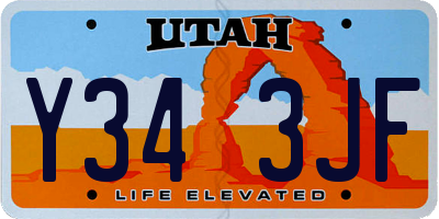 UT license plate Y343JF