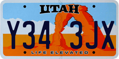 UT license plate Y343JX