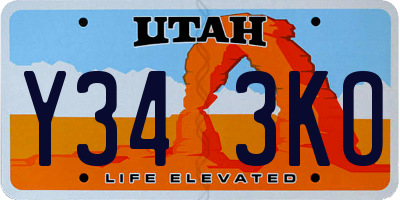 UT license plate Y343KO