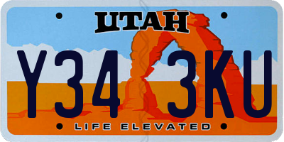 UT license plate Y343KU