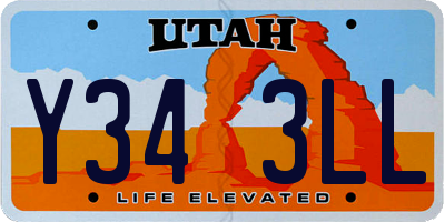 UT license plate Y343LL