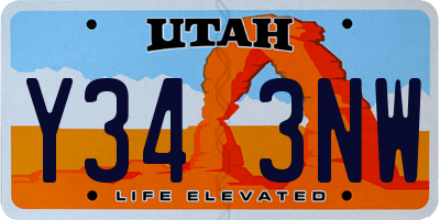 UT license plate Y343NW