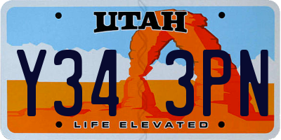 UT license plate Y343PN
