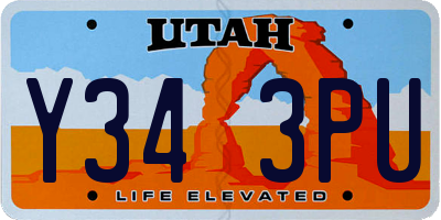 UT license plate Y343PU
