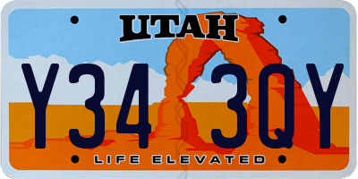 UT license plate Y343QY